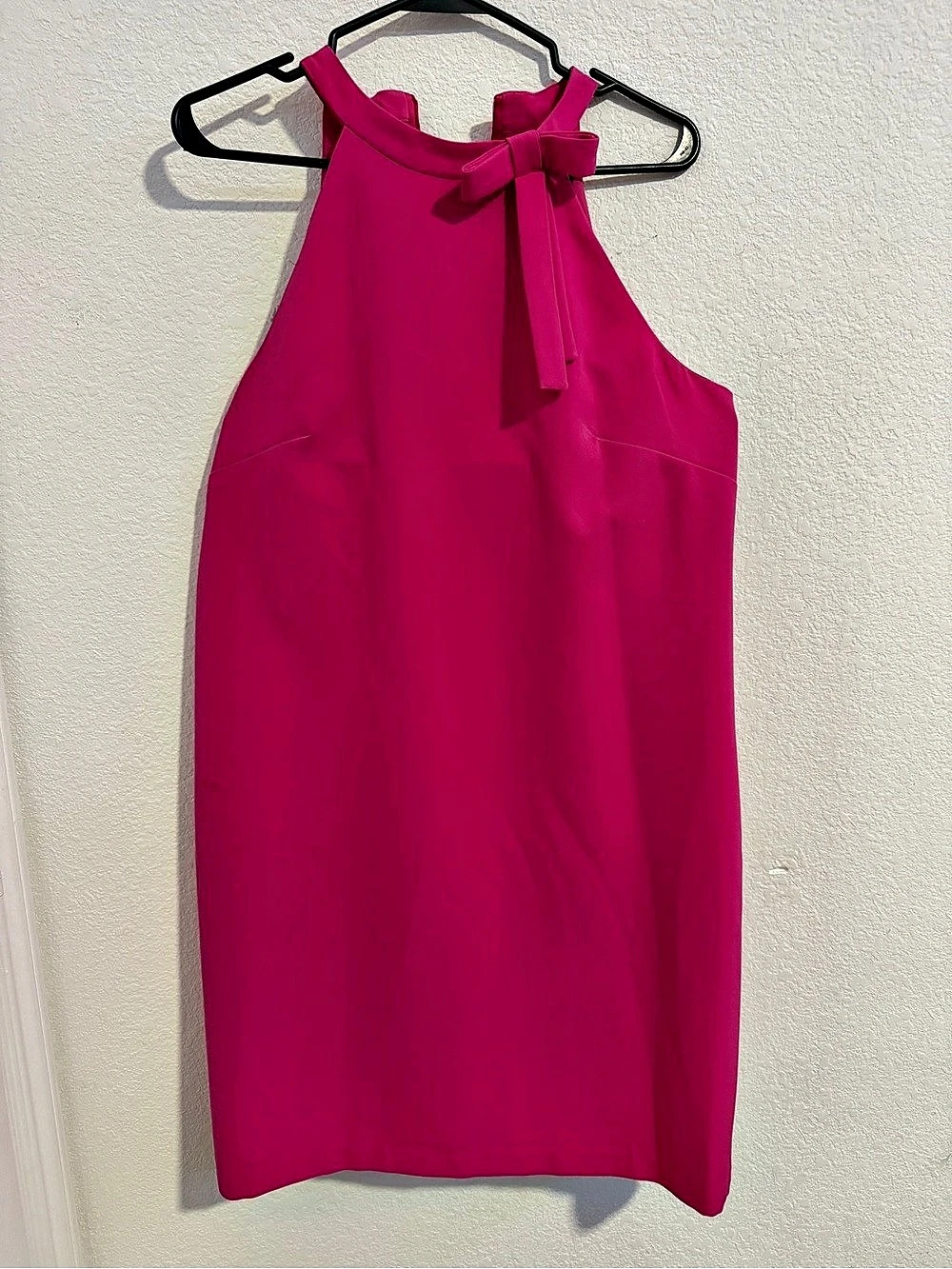 Maggy London Bow Neck Mini Dress in Pink Size 12 Like New